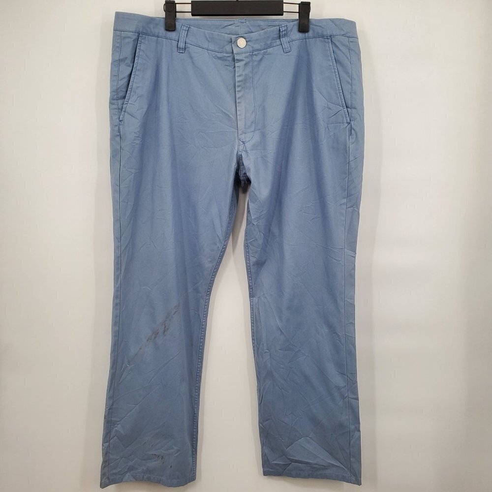 Bonobos 100% Cotton Straight Chino Pants Flat Front Solid Mens 38x30 Blue